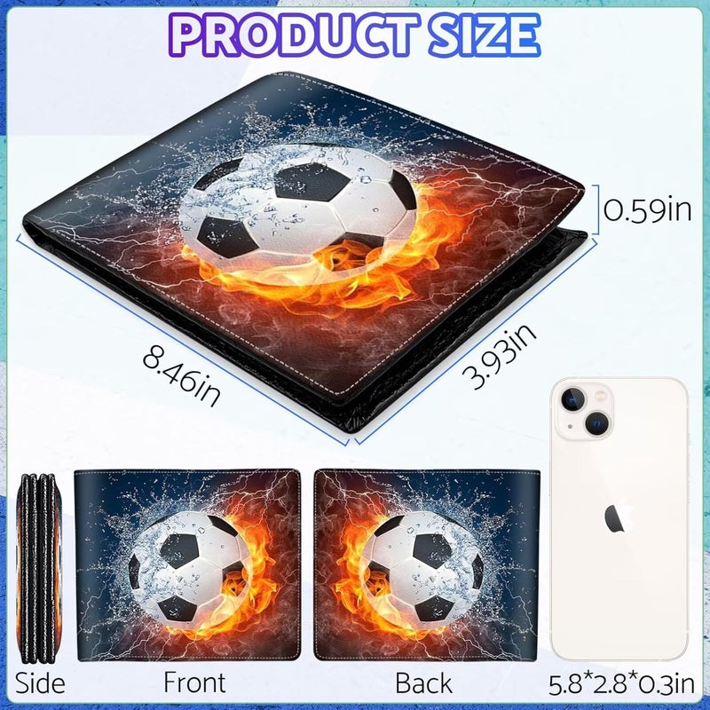 ZHIMEBYE Boys Wallet for Teens, Cool Kids Wallet Soccer for Boys Ages 8-10 9-12 11-15, Funny Leather Bifold Rfid Blocking, Coin Pocket Id Window for Teen Men Youth Guys Birthday Christmas Gifts - Image 2
